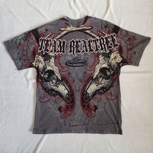 Realtree Shirt Mens XL Gray Skulls All Over Print Grunge Hunting Outdoor Y2K
